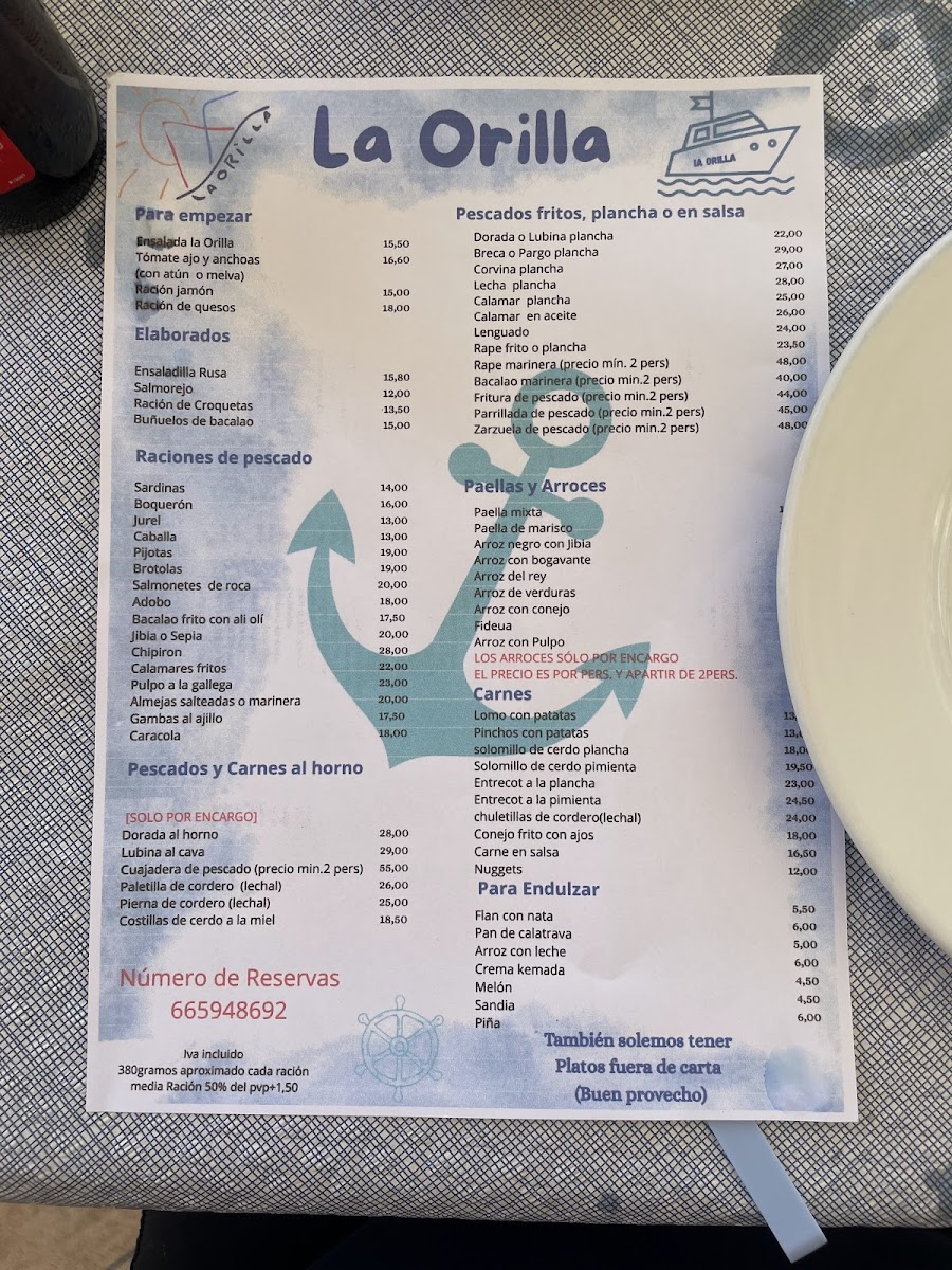 Chiringuito La Orilla Menu - Image 3