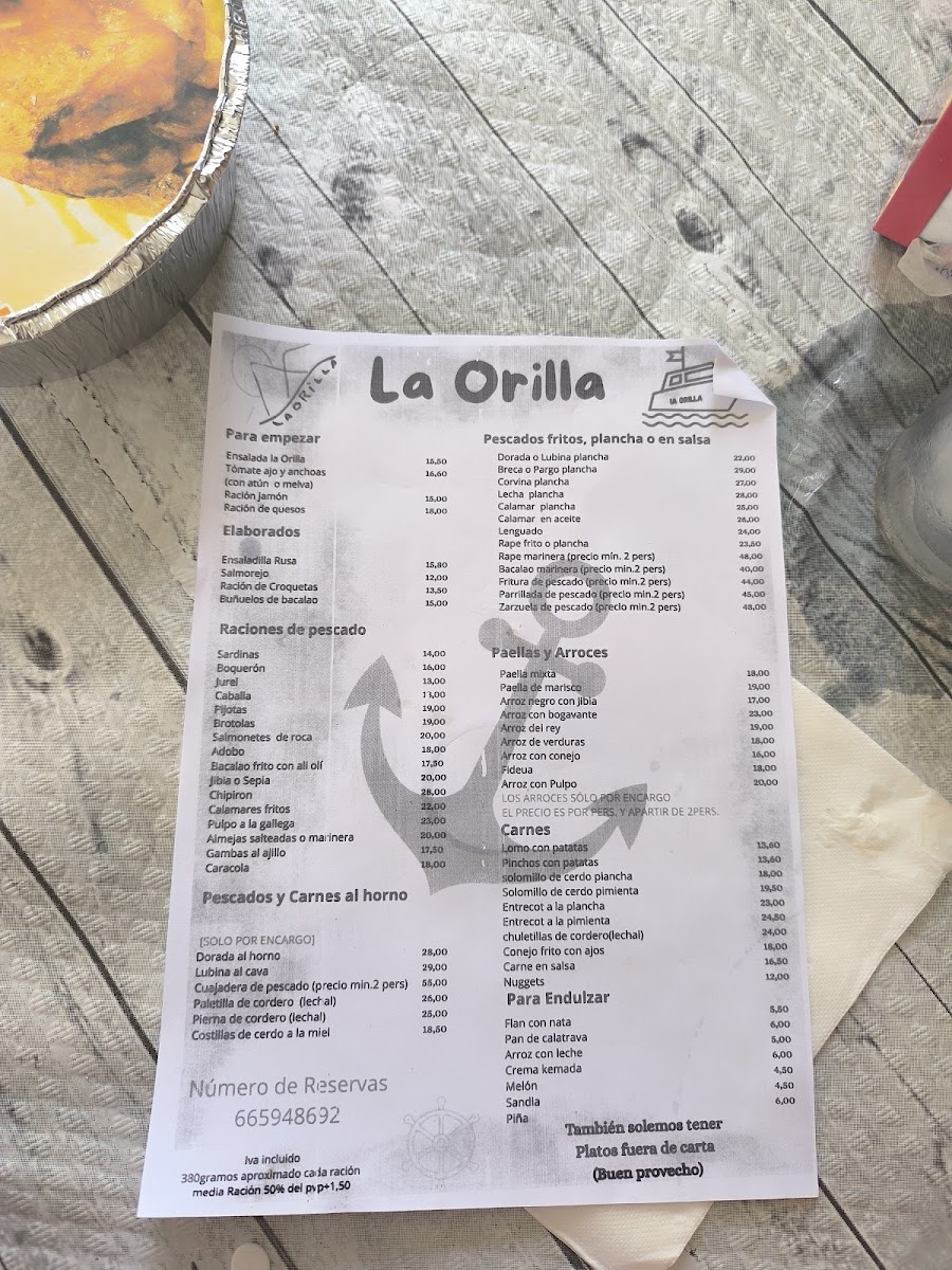 Chiringuito La Orilla Menu - Image 4