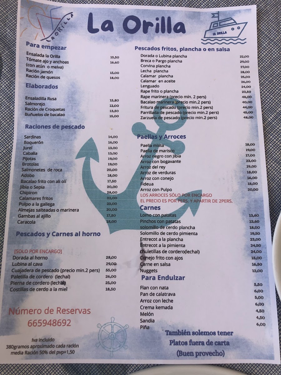 Chiringuito La Orilla Menu - Image 5